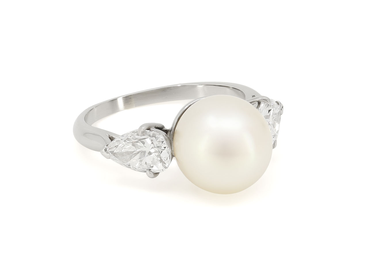 Pearl and Diamond Ring in Platinum