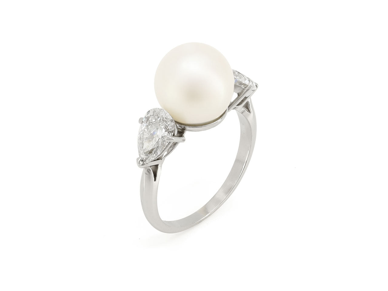 Pearl and Diamond Ring in Platinum