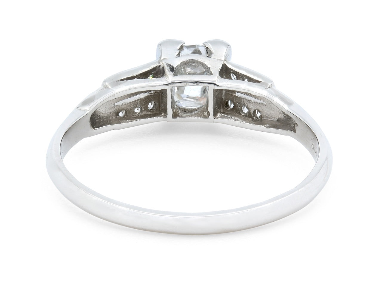 Art Deco Old Mine Brilliant Cut Diamond Ring, 0.56 carat E/SI-1, in Platinum