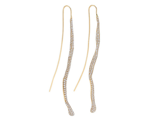 Diamond Dangle 'Snake' Earrings in 18K Gold