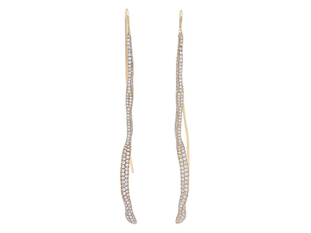 Diamond Dangle 'Snake' Earrings in 18K Gold