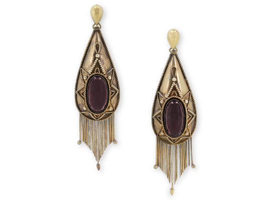 Antique Victorian Garnet Drop Earrings in 12K Gold