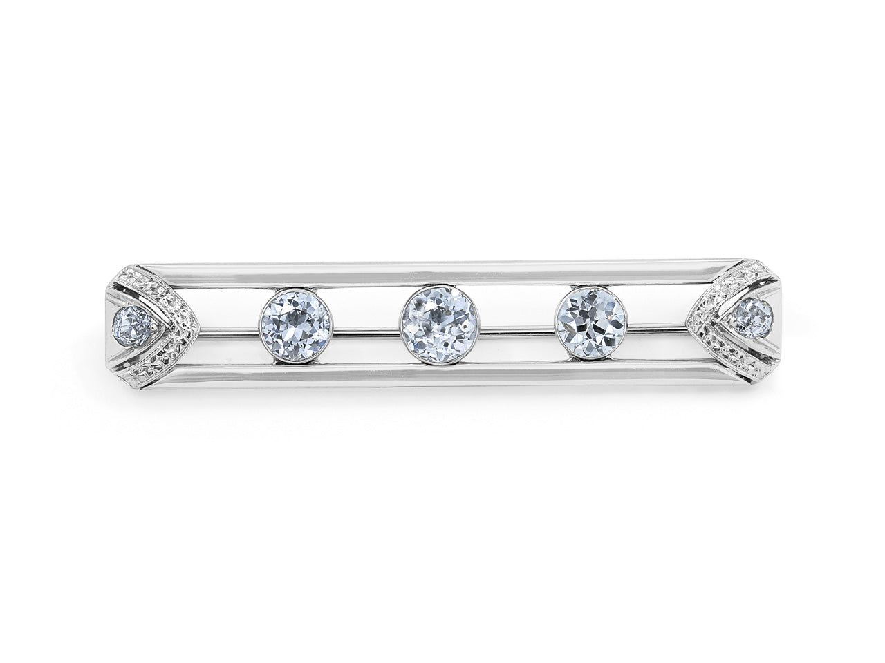 Art Deco Diamond Bar Brooch in Platinum