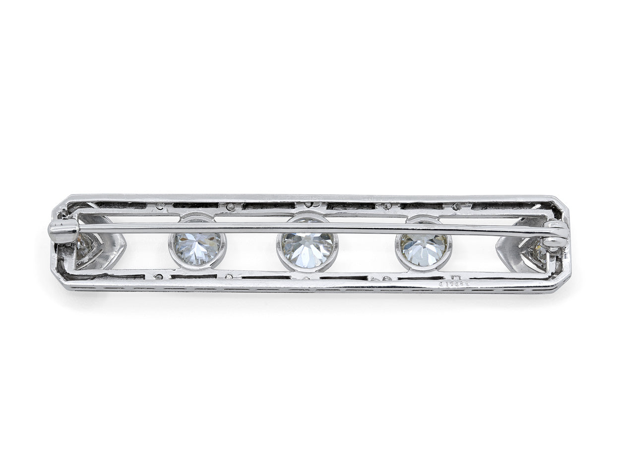 Art Deco Diamond Bar Brooch in Platinum