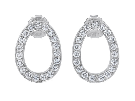 Beladora 'Bespoke' Oval Diamond Earrings in 18K White Gold