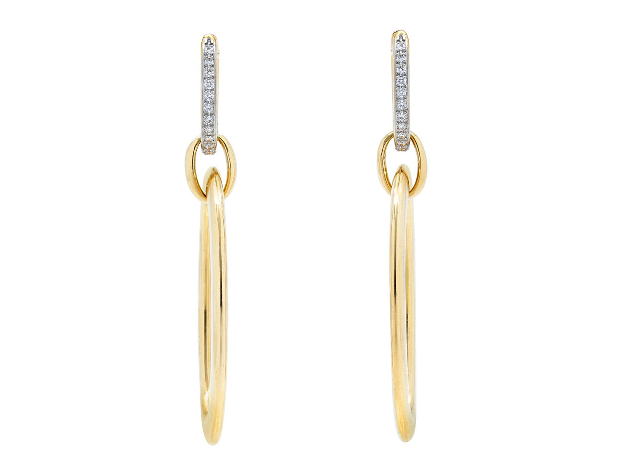 Gold Hoop Earrings, with Diamond Tops, in 18K Gold, by Beladora