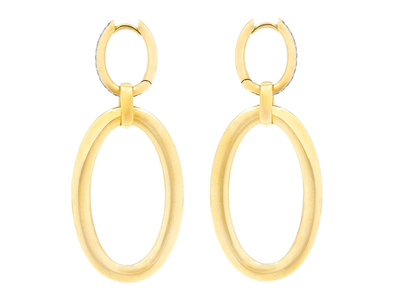 Gold Hoop Earrings, with Diamond Tops, in 18K Gold, by Beladora