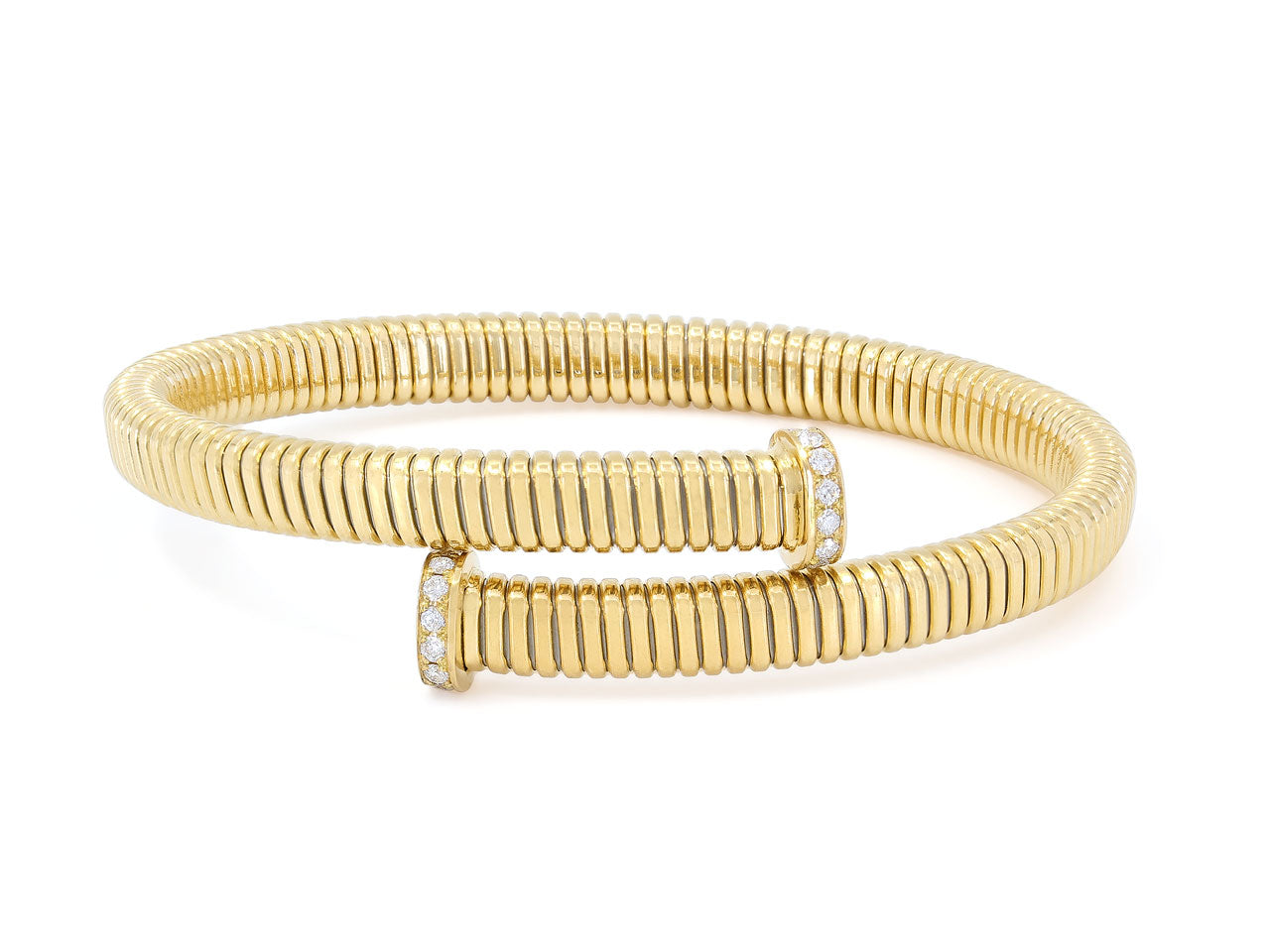 Tubogas Bypass Bracelet with Nail Head Terminals in 18K Yellow Gold, by Beladora