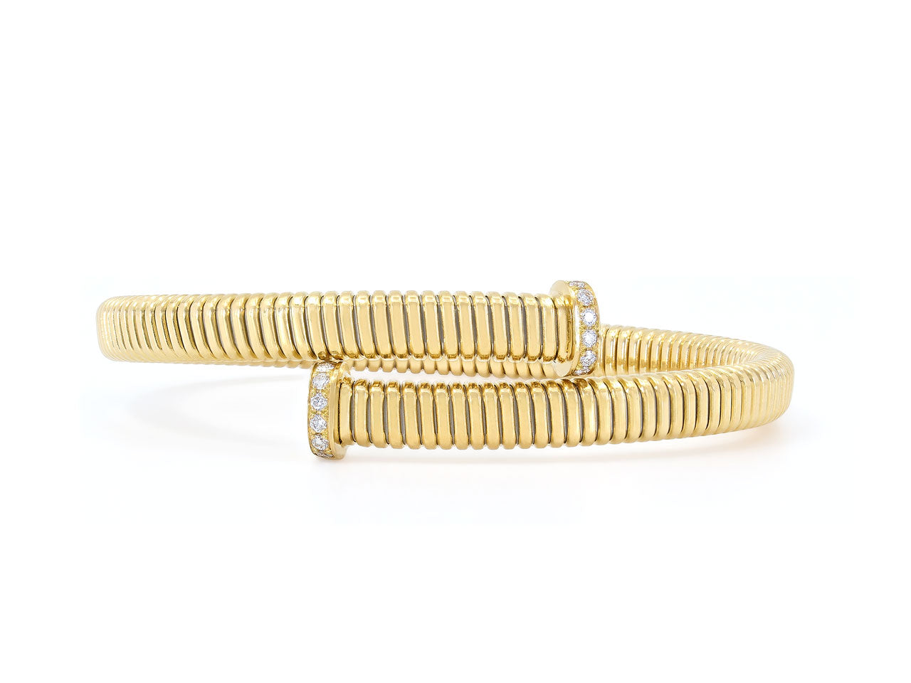 Tubogas Bypass Bracelet with Nail Head Terminals in 18K Yellow Gold, by Beladora