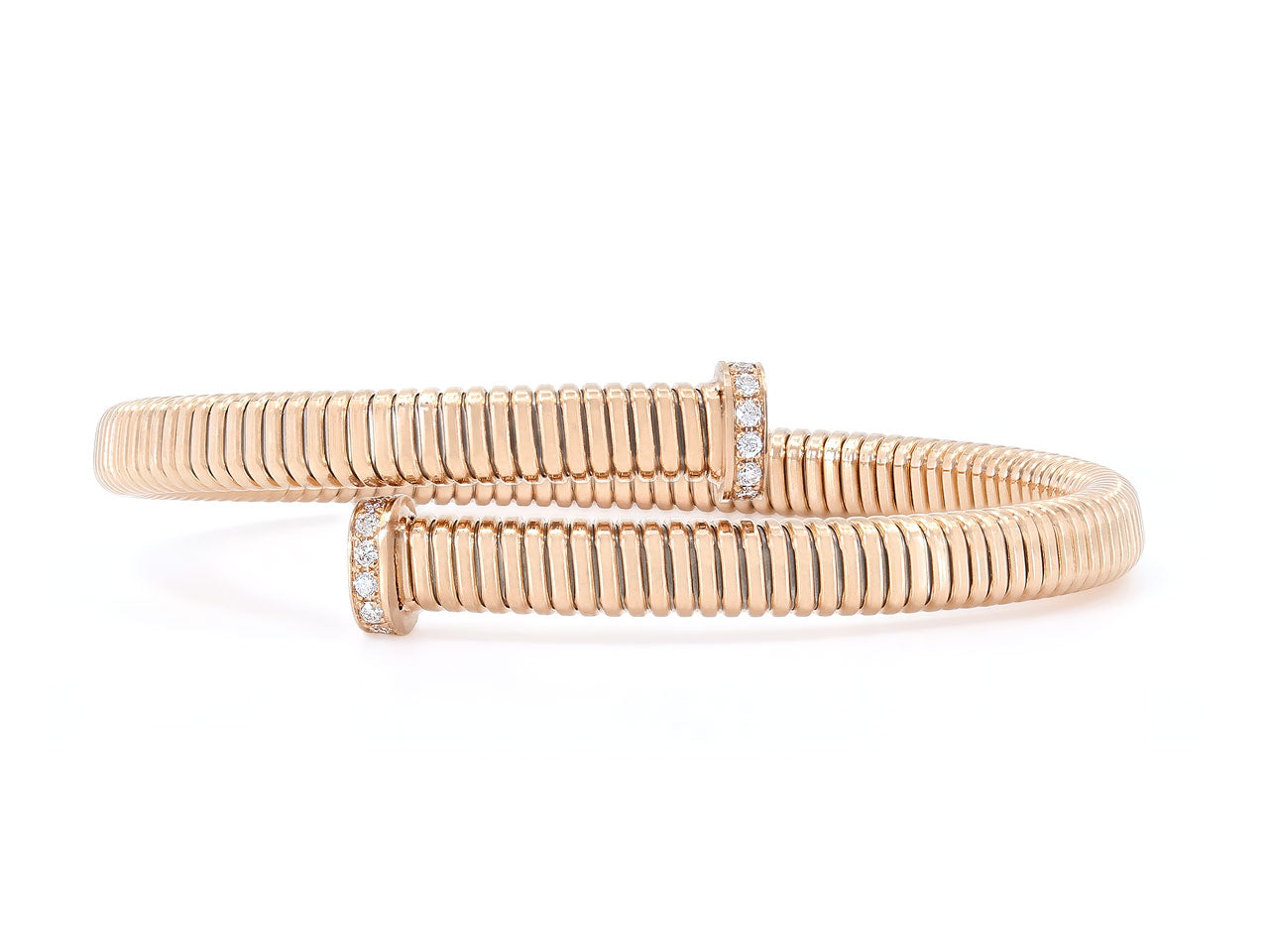 Tubogas Bypass Bracelet with Nail Head Terminals in 18K Rose Gold, by Beladora