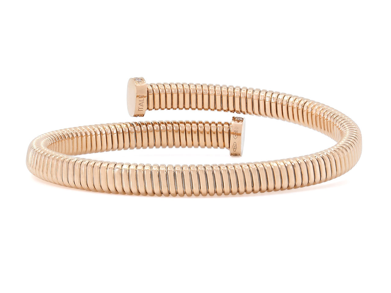 Tubogas Bypass Bracelet with Nail Head Terminals in 18K Rose Gold, by Beladora