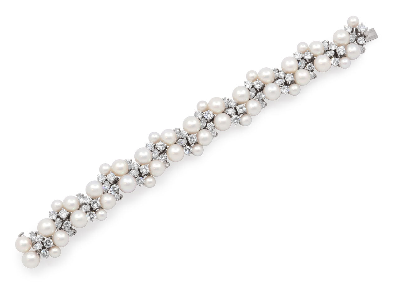 Diamond and Pearl Bracelet in 18K White Gold, by Meister