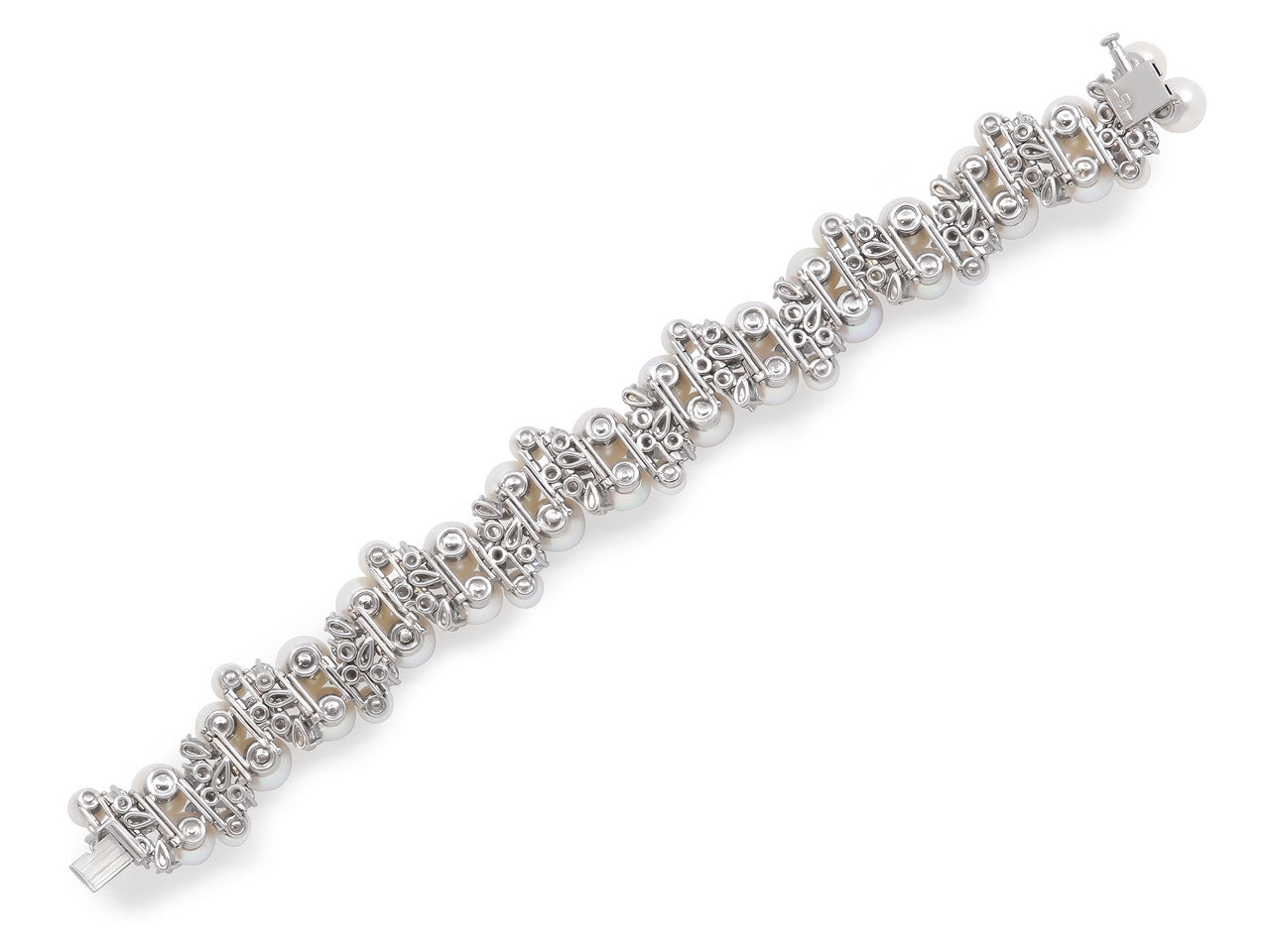 Diamond and Pearl Bracelet in 18K White Gold, by Meister