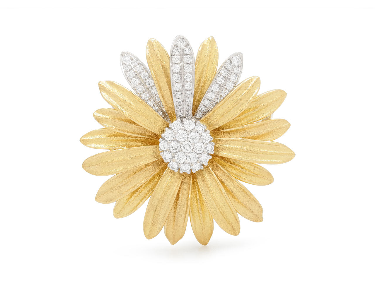 Aaron Henry Flower Diamond Brooch in 18K Gold