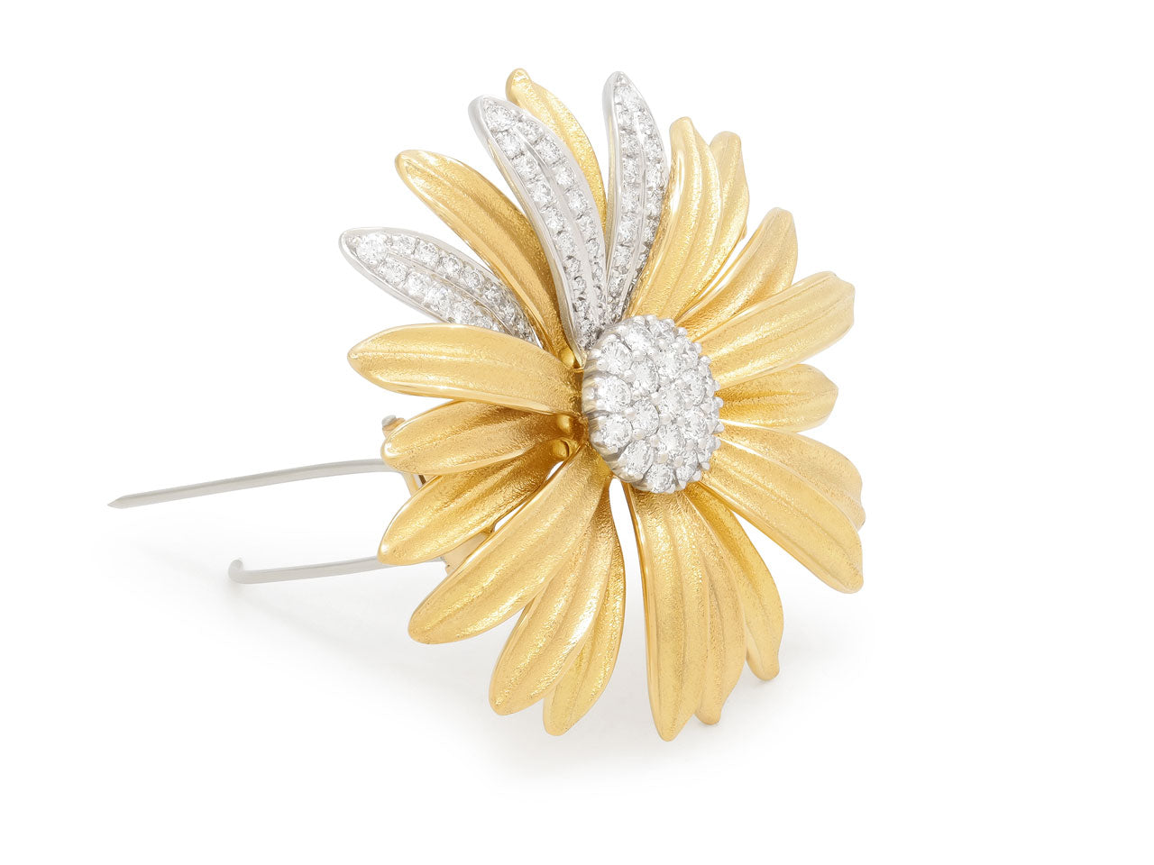 Aaron Henry Flower Diamond Brooch in 18K Gold