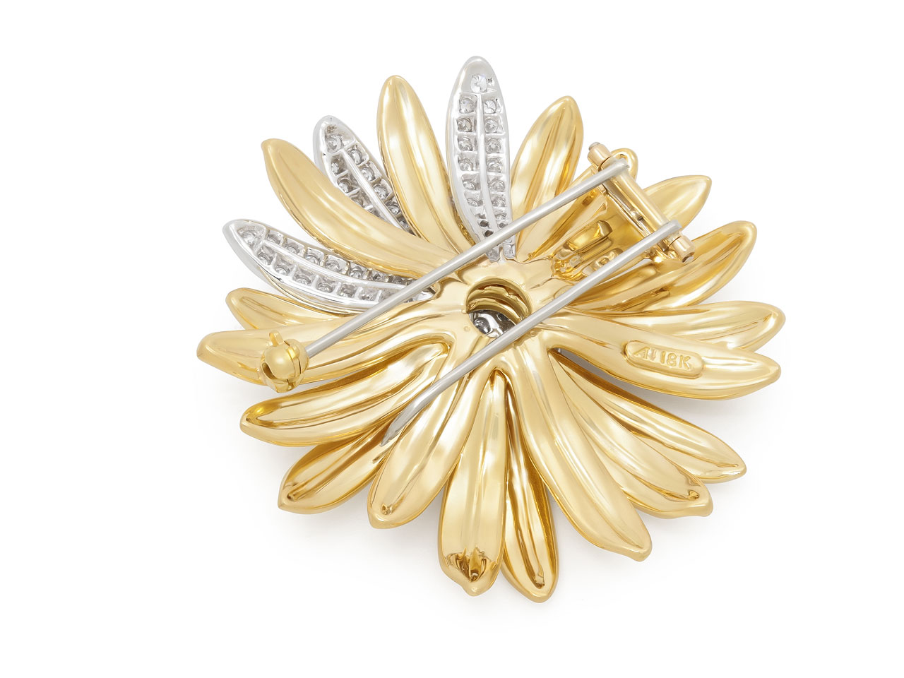 Aaron Henry Flower Diamond Brooch in 18K Gold