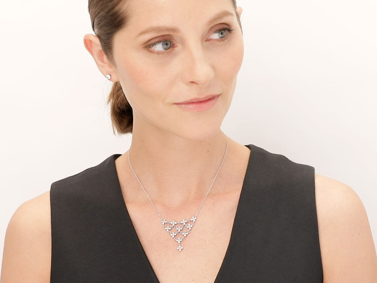 Cathy Waterman Diamond Petal Necklace in Platinum