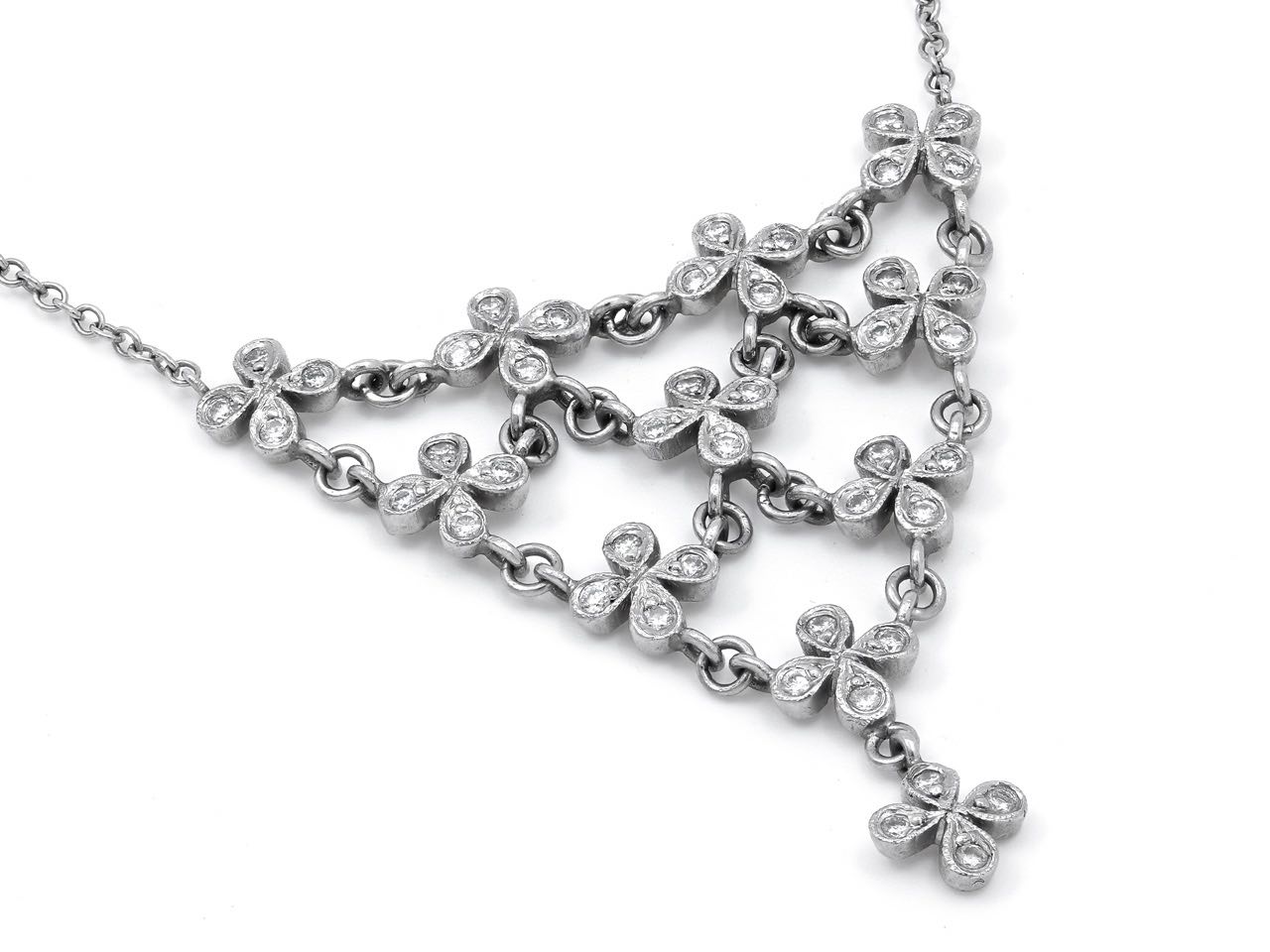 Cathy Waterman Diamond Petal Necklace in Platinum