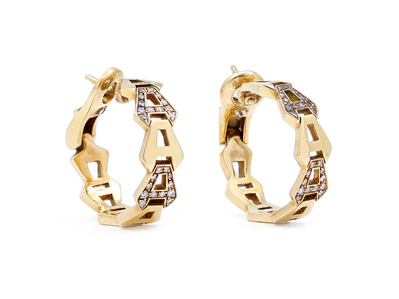 Asprey 'A Deco' Diamond Hoop Earrings in 18K Gold