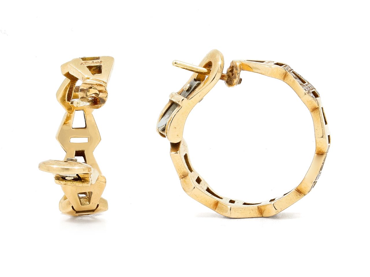 Asprey 'A Deco' Diamond Hoop Earrings in 18K Gold