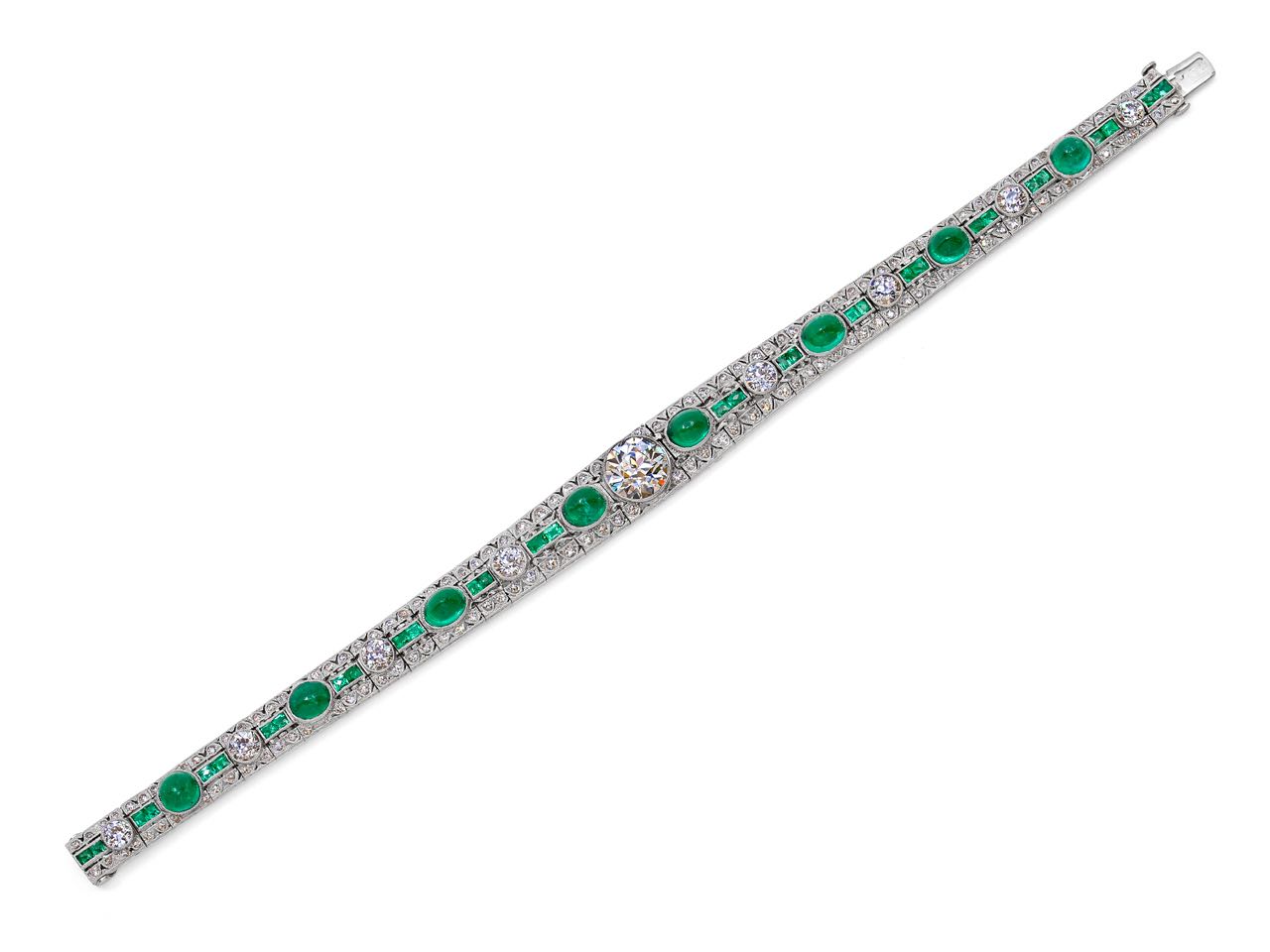 Art Deco Emerald and Diamond Bracelet in Platinum