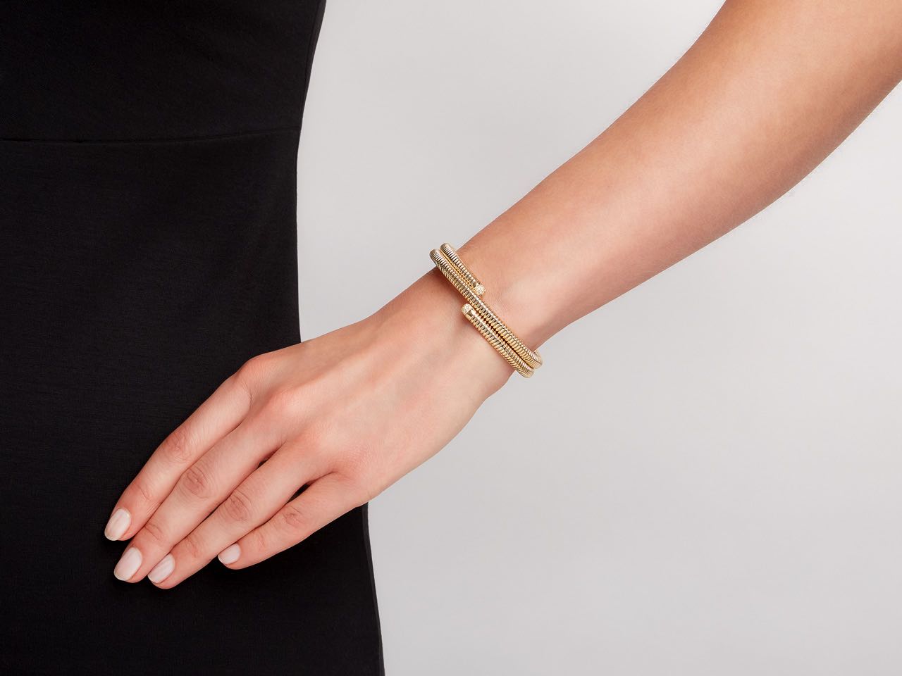 Tubogas Two Row Wrap Diamond Bracelet in 18K Gold, by Beladora