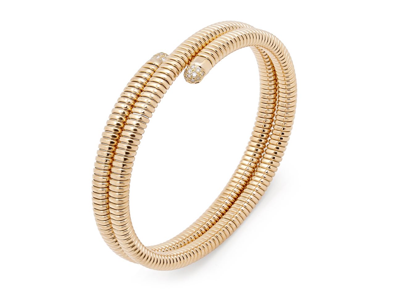 Tubogas Two Row Wrap Diamond Bracelet in 18K Gold, by Beladora