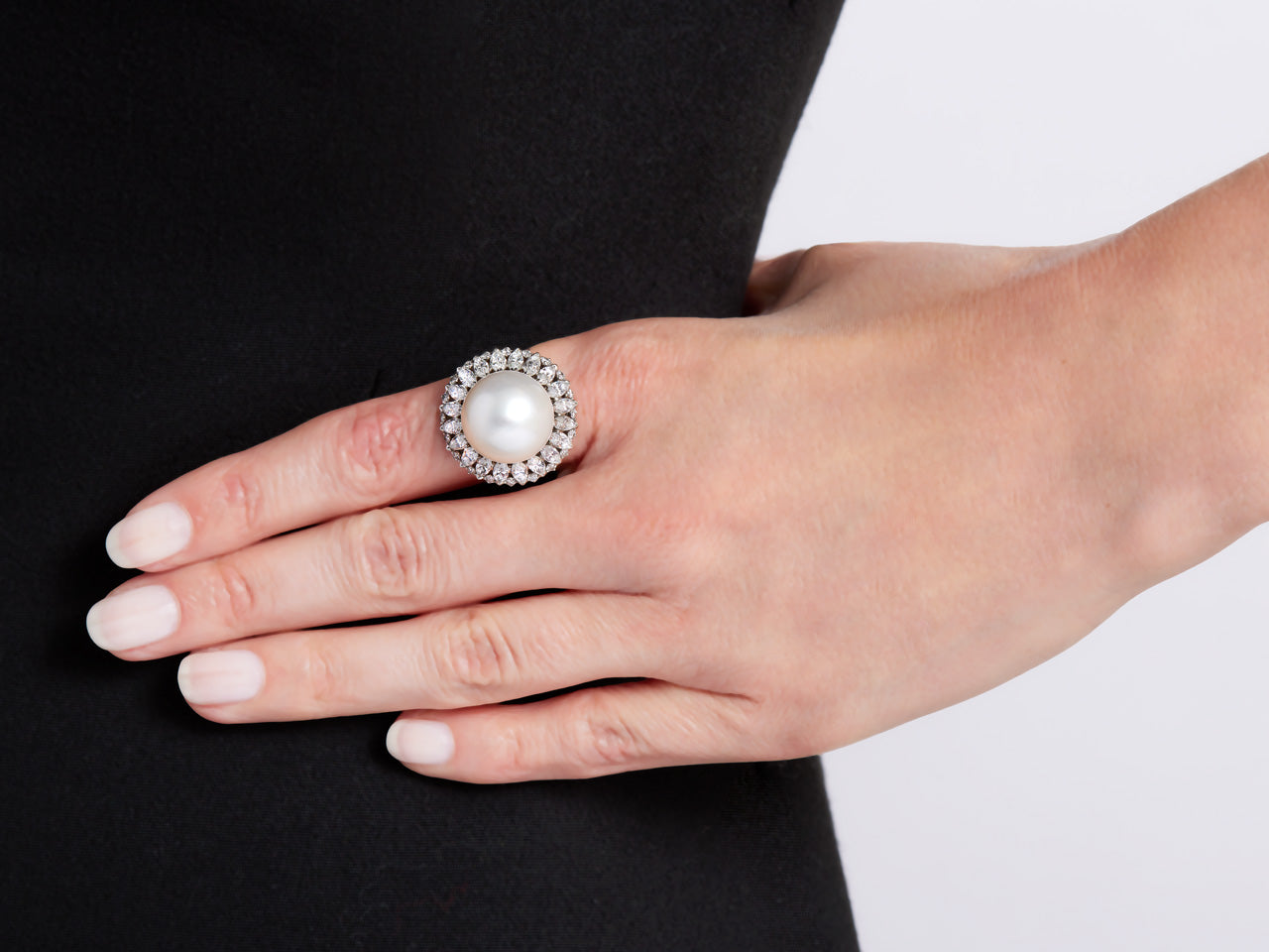 South Sea Pearl and Diamond Ring in Platinum