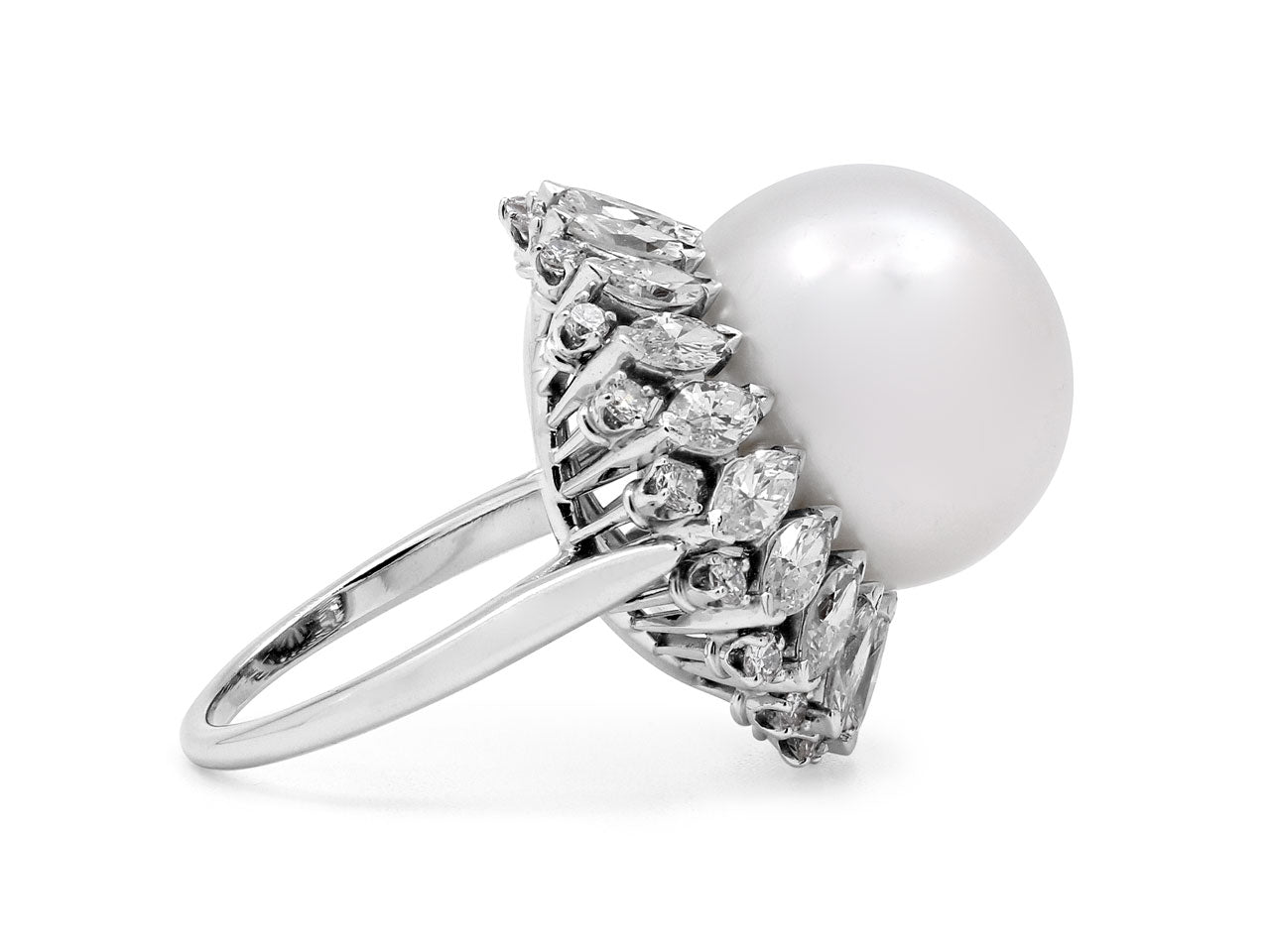 South Sea Pearl and Diamond Ring in Platinum