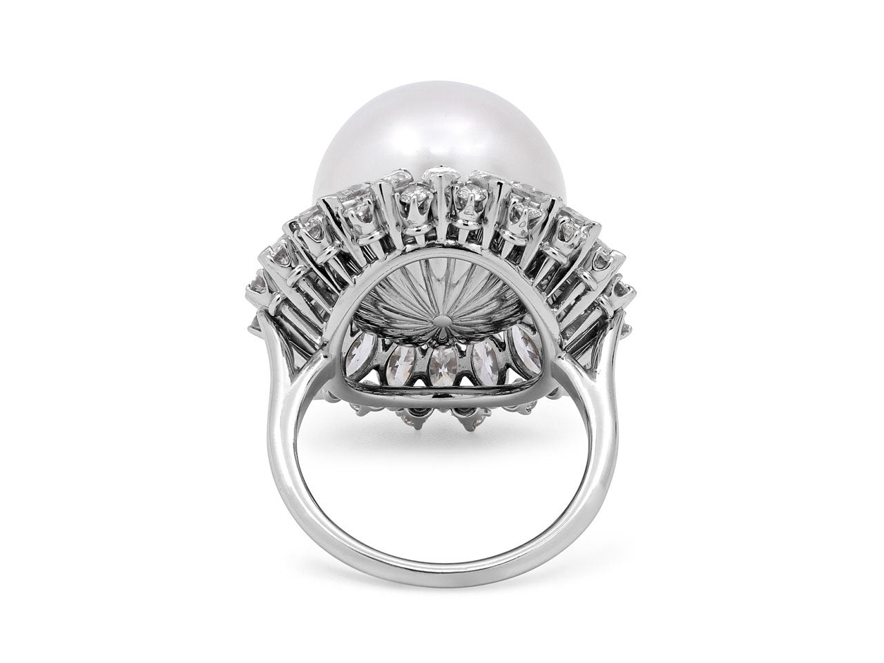 South Sea Pearl and Diamond Ring in Platinum