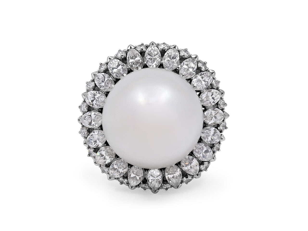 South Sea Pearl and Diamond Ring in Platinum