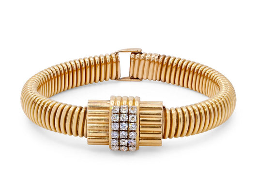 Retro Jaeger Diamond Sliding Watch Bracelet in 18K Yellow Gold