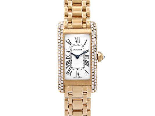 Cartier Diamond 'Tank Americaine' Watch in 18K Gold, Small Model