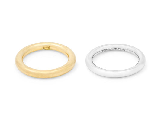 Set of Tiffany & Co. Platinum Wedding Band and 24K Yellow Gold Band