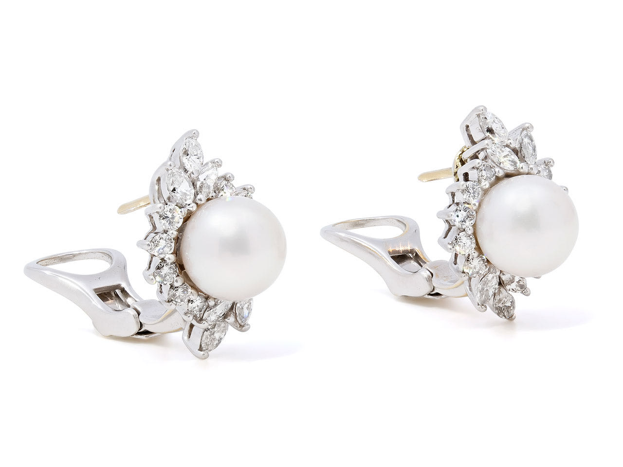 Pearl and Diamond Earrings in Platinum