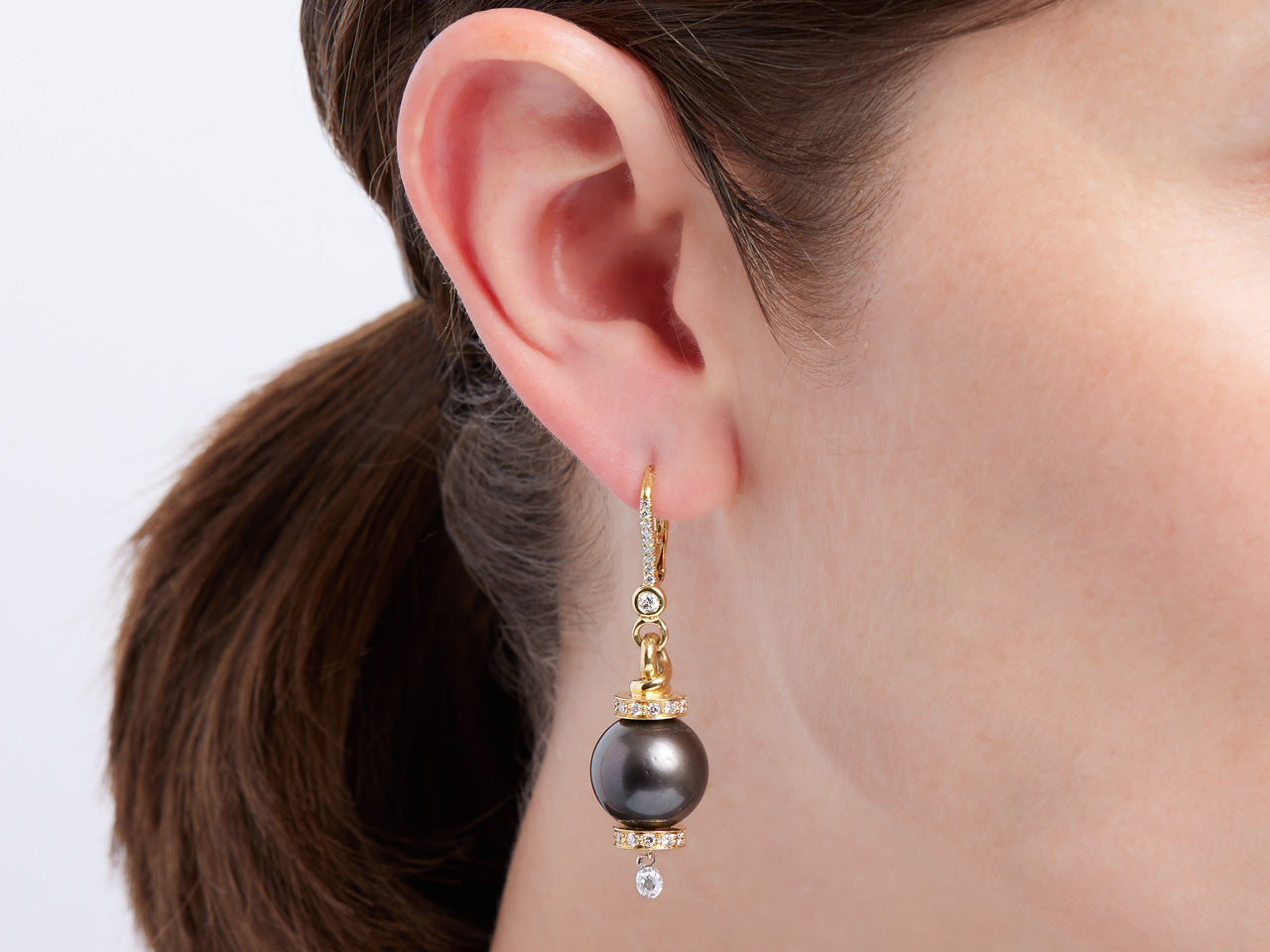 Beladora 'Bespoke' Tahitian Pearl and Diamond Earrings in 18K Gold