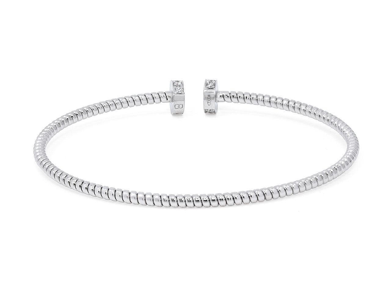 Skinny Tubogas Nail Head Bracelet in 18K White Gold, by Beladora