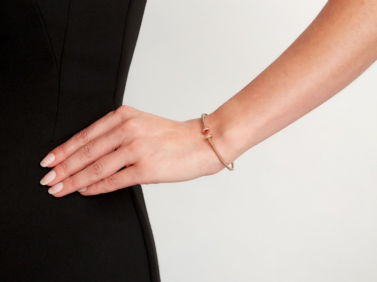 Skinny Tubogas Nail Head Bracelet in 18K Rose Gold, by Beladora