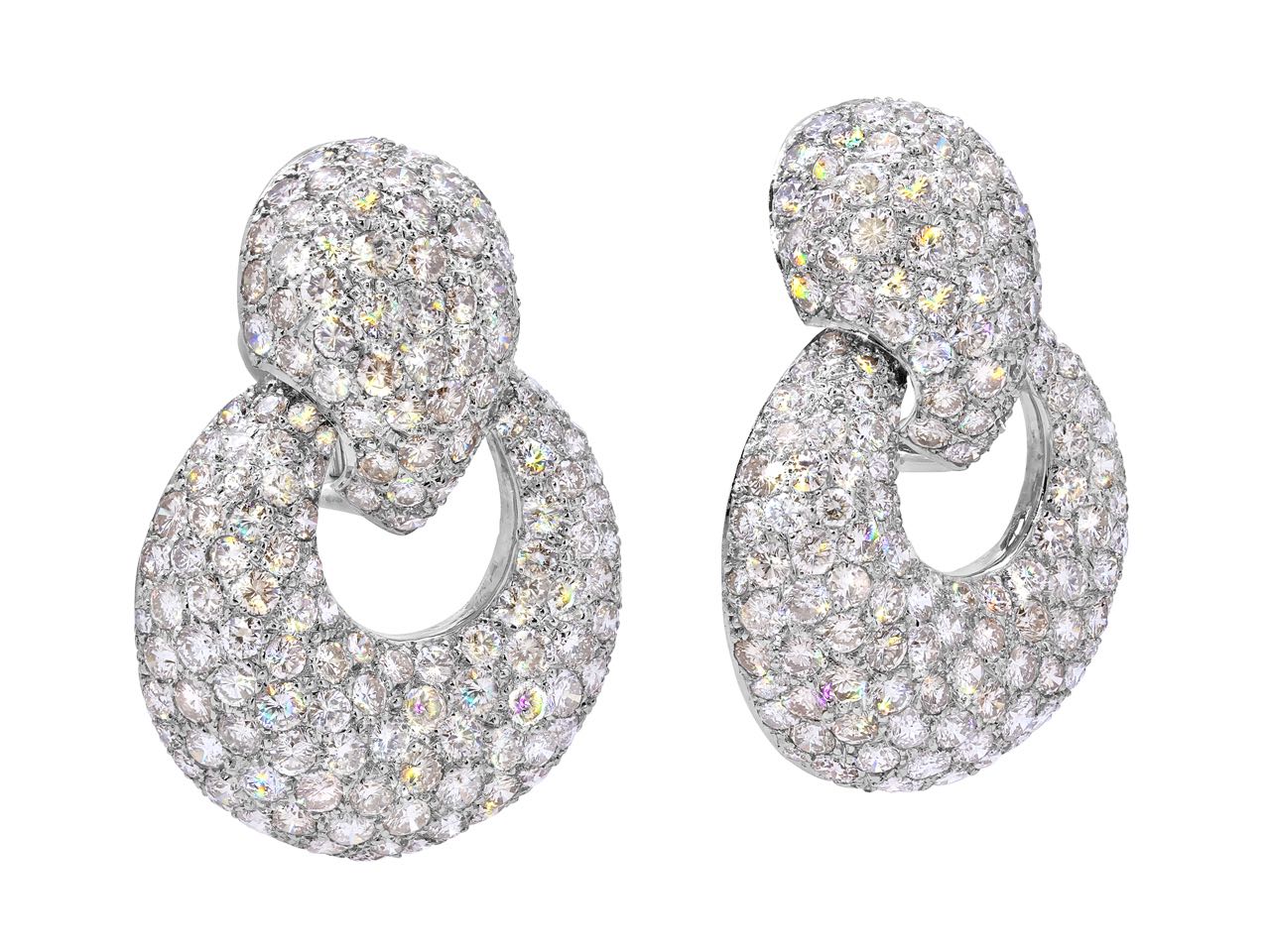 Diamond Door Knocker Earrings in 14K White Gold