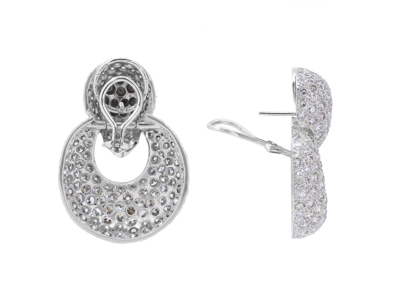 Diamond Door Knocker Earrings in 14K White Gold