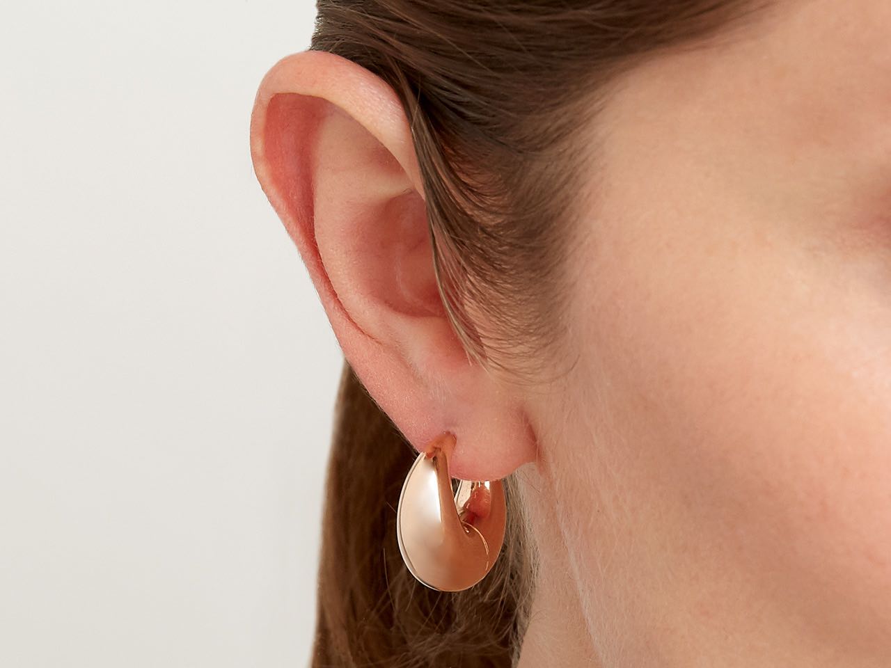 Crescent Hoop Earrings in 18K Rose Gold, Small, by Beladora