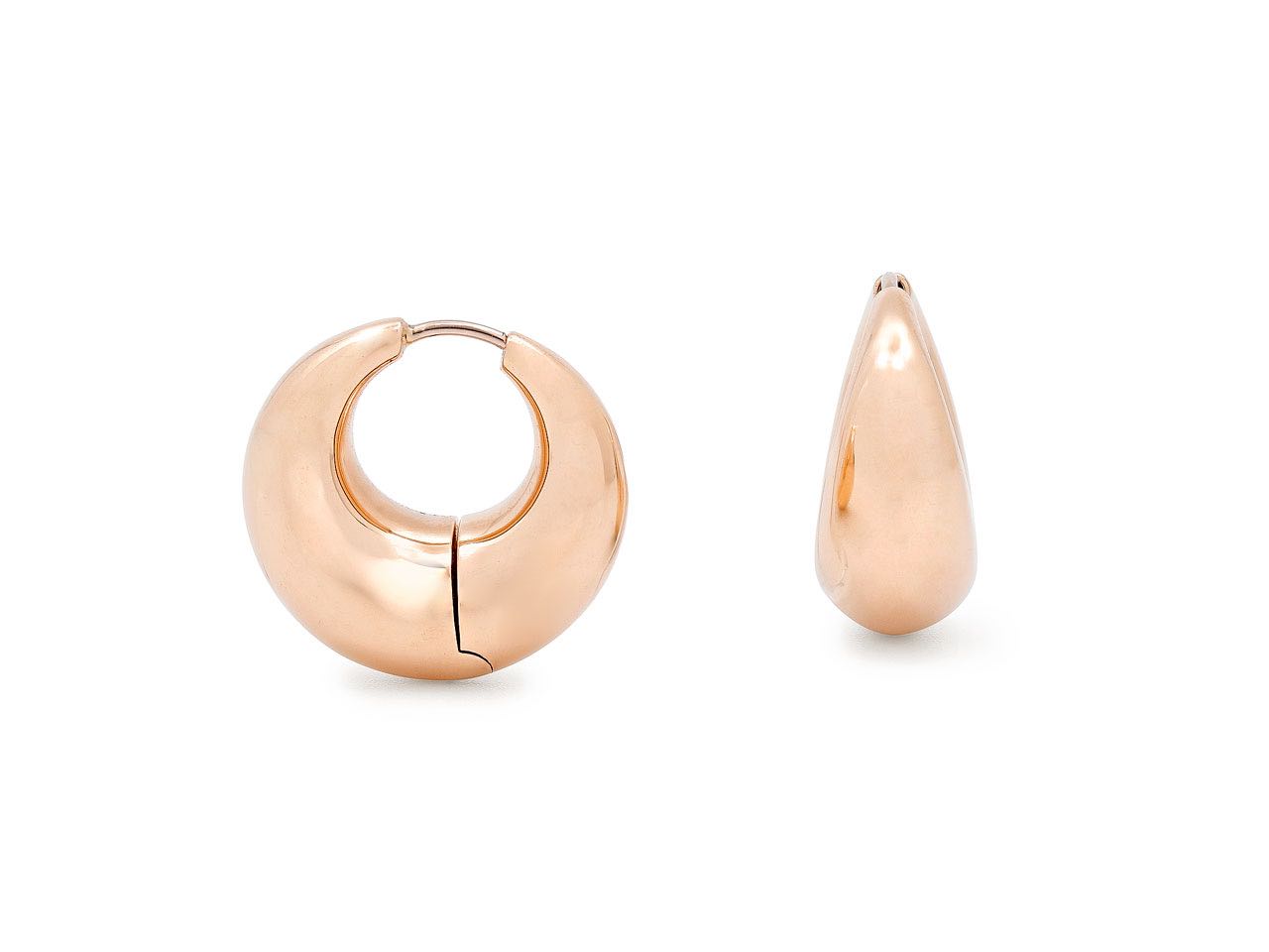 Crescent Hoop Earrings in 18K Rose Gold, Small, by Beladora