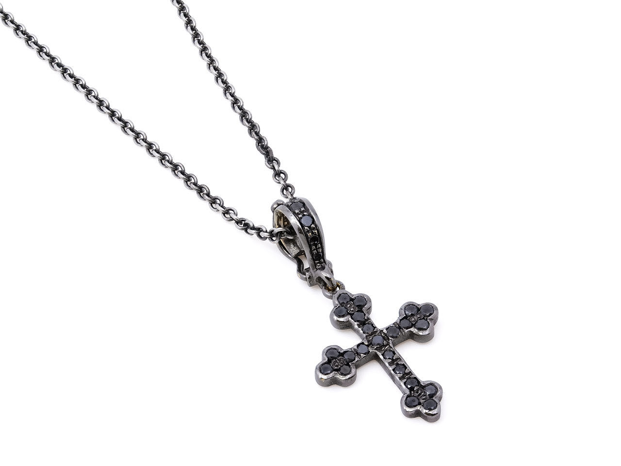 Cynthia Bach Black Diamond Cross Pendant in 18K Blackened Gold