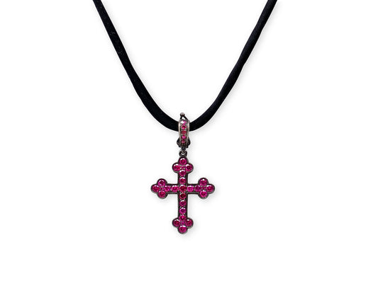 Cynthia Bach Ruby Cross in Blackened Platinum