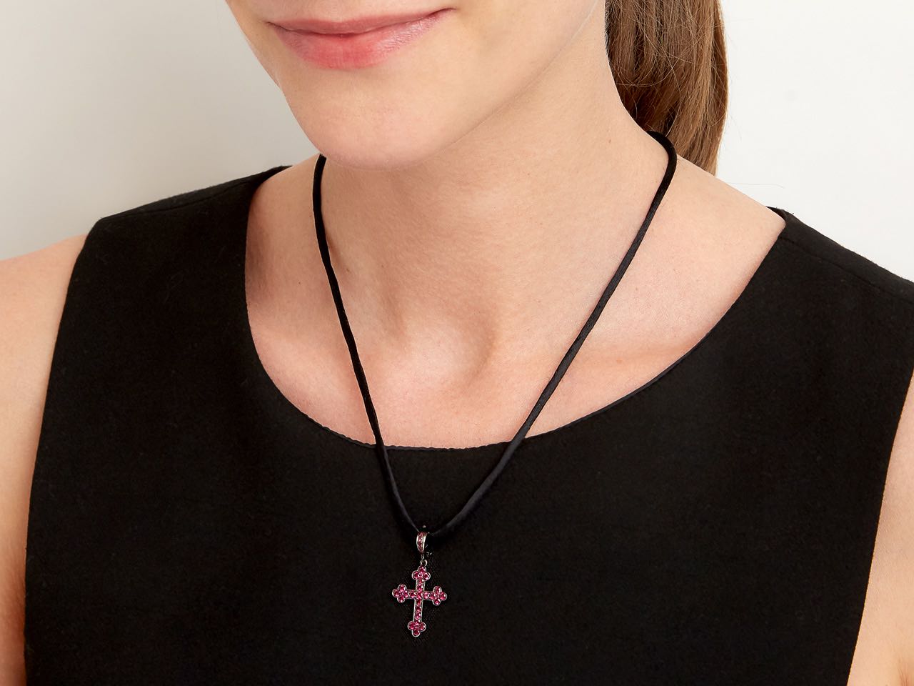 Cynthia Bach Ruby Cross in Blackened Platinum