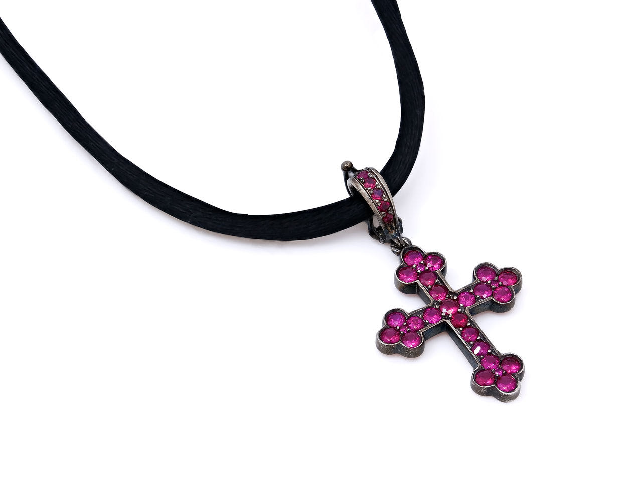 Cynthia Bach Ruby Cross in Blackened Platinum