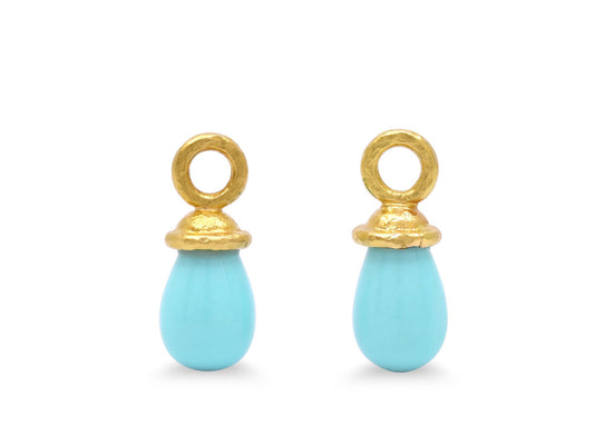 Elizabeth Locke Turquoise Earrings Charms in 19K Gold