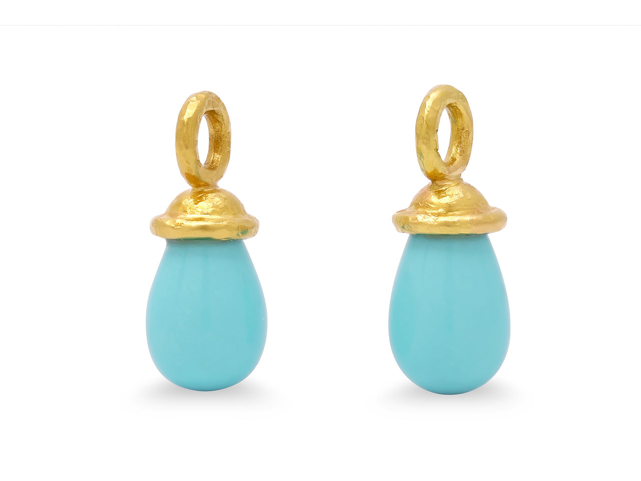 Elizabeth Locke Turquoise Earrings Charms in 19K Gold