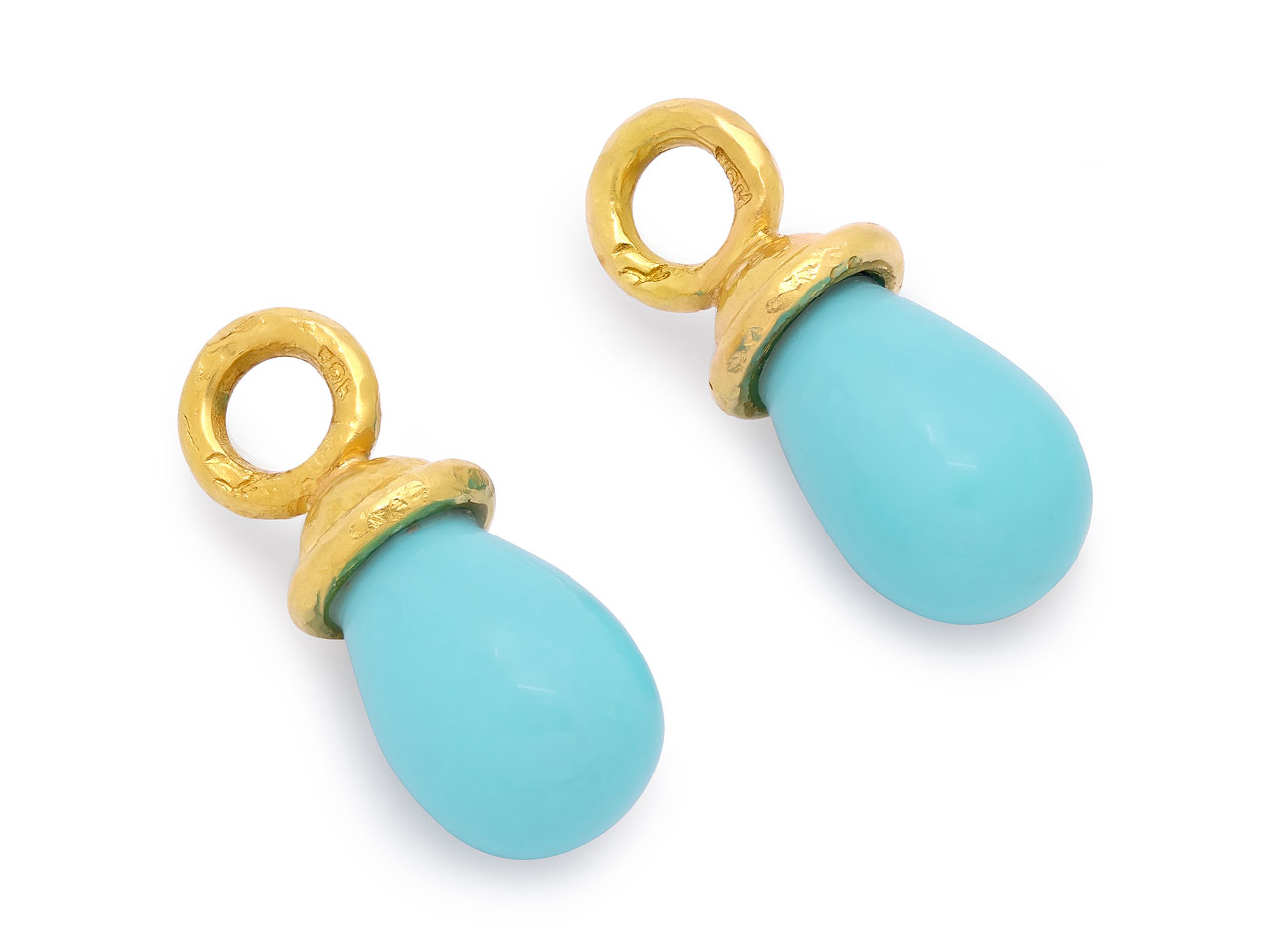 Elizabeth Locke Turquoise Earrings Charms in 19K Gold