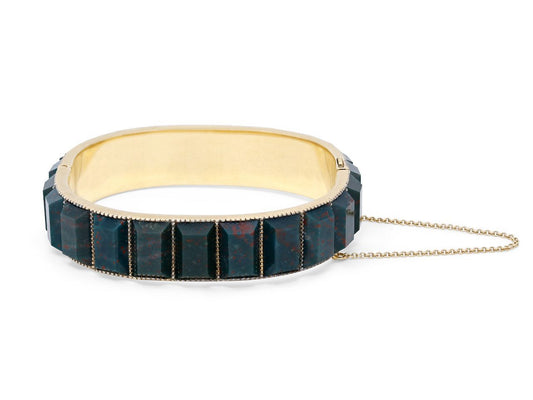 Bloodstone Bangle Bracelet in 18K Gold, by Sylva & Cie